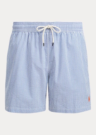 Short de Baño Polo Ralph Lauren Hombre Azul Rey Azules - 5½-Inch Seersucker - QIHFU2538